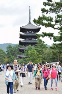 KANSAIウオーク2015で興福寺を歩く参加者