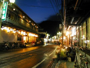 洞川温泉の旅館街(県提供)