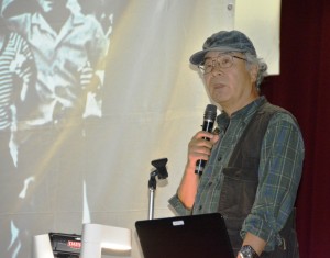 戦地での取材や報道について話す広河隆一さん