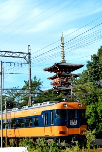 薬師寺西塔をバックに走る＝奈良市