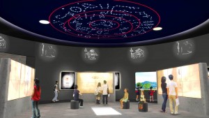 キトラ古墳壁画を紹介するマルチシアターの天井では、天文図も見ることができる（国営飛鳥歴史公園事務所提供）