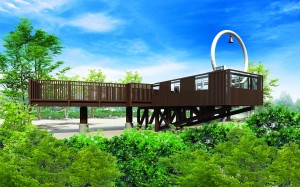 「悠久の鐘」を設置した展望デッキの完成イメージ図（王寺町提供）