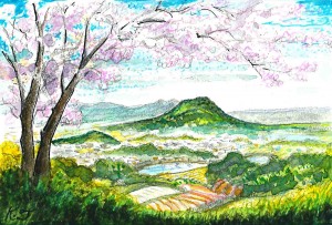 スケッチの部の最優秀賞「甘樫丘から畝傍山」