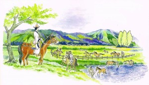 古墳時代の牧の想像図(大阪府立近つ飛鳥博物館提供)