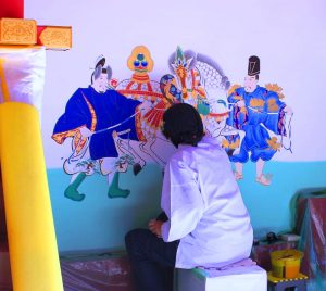 第一殿と第二殿間の「神馬牽引図」