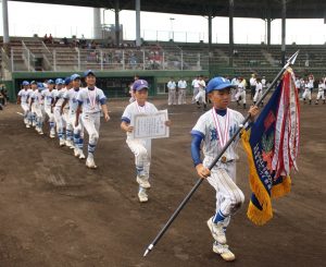 完封勝ちで優勝を果たした斑鳩少年野球部の選手